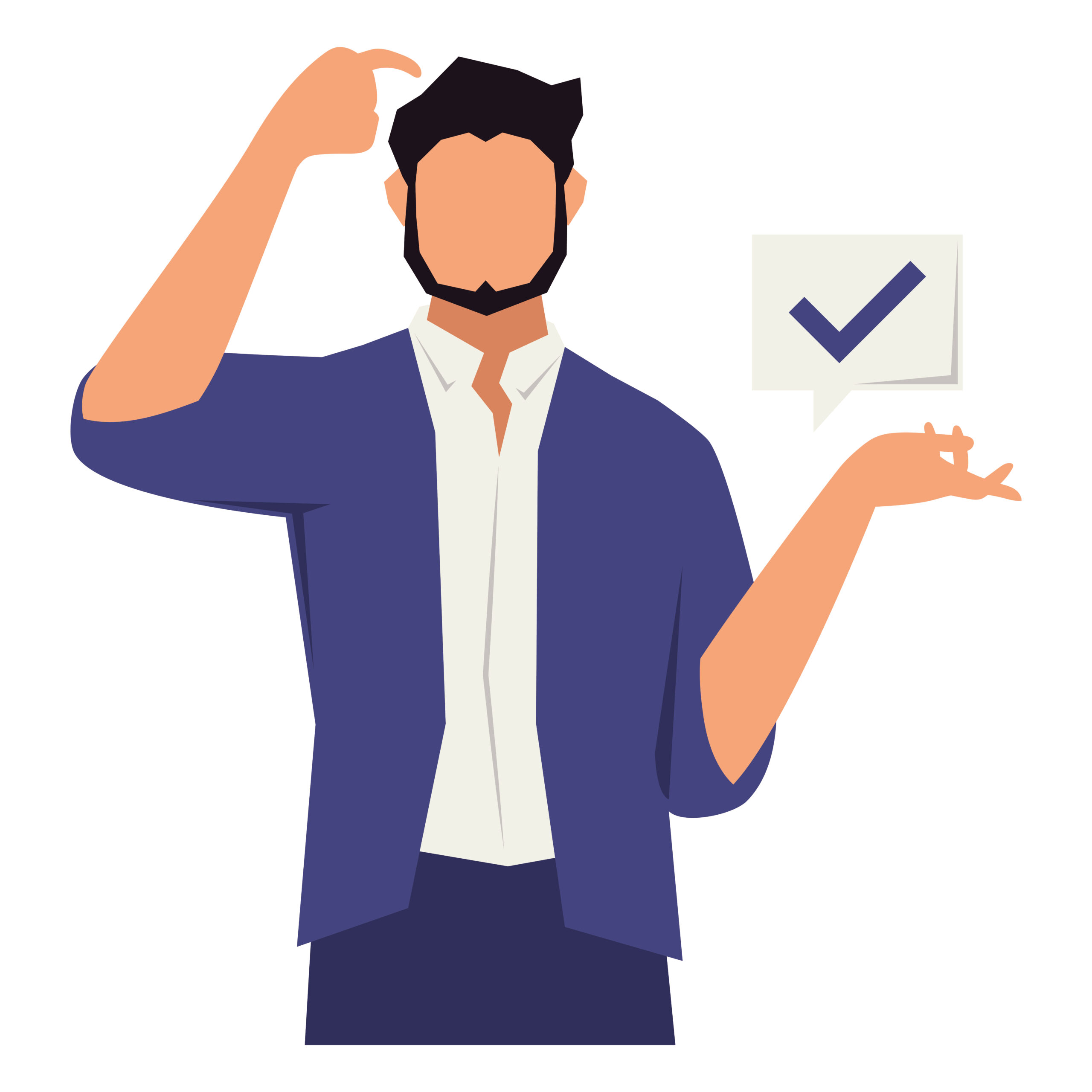 businessman with check symbol